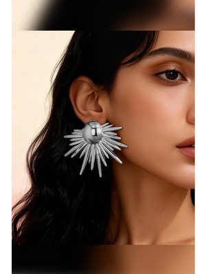 The Collection Parlayan Güneş Işıltısı Tasarımlı Solar Shine Gümüş Küpe