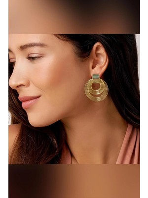 The Collection Halka Tasarımlı Gold Modern Küpe