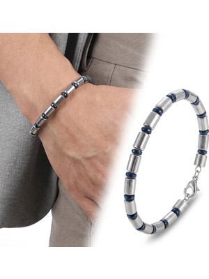 Mestore Boru Gümüş Renk Hematit Ayarlanabilir Çelik Zincir Bileklik 31682B10D7