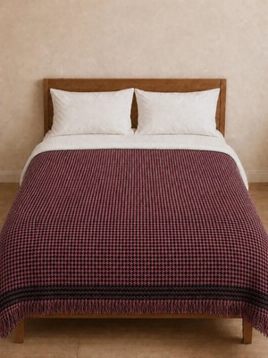 Bordo Siyah Desenli Çift Kişilik Pike 180X220 cm Püsküllü
