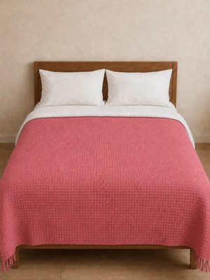 Waffle Pike 180X220 cm Püsküllü Çift Kişilik Yatak Örtüsü