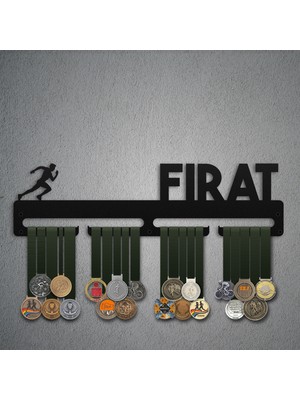 Bafidica Kişiselleştirilebilir Erkek Figürlü Koşu Maraton Madalya Askısı - Siyah 1 Askılı 30 cm