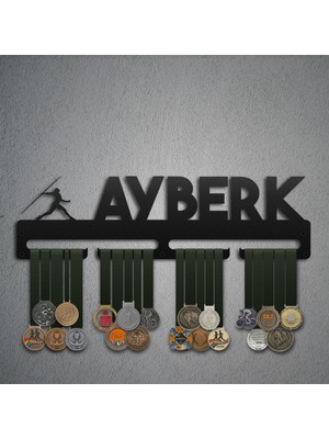 Bafidica Kişiselleştirilebilir Cirit Atma Atletizm Madalya Askısı - Siyah 1 Askılı 30 cm