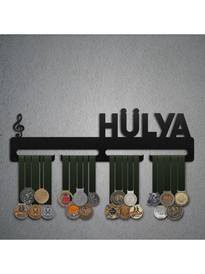 Bafidica Kişiselleştirilebilir Sol Anahtarı Müzisyenler Için Madalya Askısı - Siyah 1 Askılı 30 cm