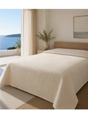 Çift Kişilik Pike - %100 Organik Pamuk - Krem