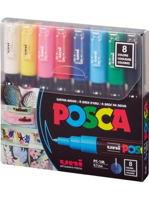 Uni-Ball Posca Su Bazlı Poster Markör Seti 0.7 mm 8'li Paket