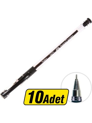 3 Adet Faber-Castell 1425 Tükenmez Kalem 0.7 mm Iğne Uçlu Siyah 10'lu Paket