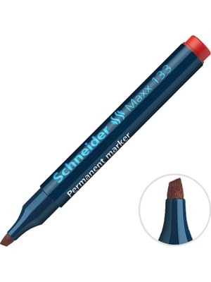 5 Adet Schneider Maxx 133 Permanent Marker Koli Kalemi Kesik Uç 1-4 mm Kırmızı