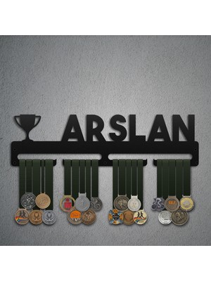 Bafidica Kişiselleştirilebilir Kupa Tasarımlı Madalya Askısı - Siyah 1 Askılı 70 cm