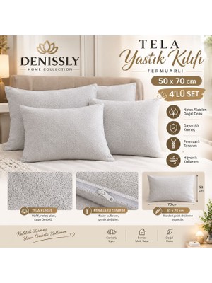     50X70 Yastık Kılıfı Fermuarlı Tela Yastık Kılıfı 4’lü