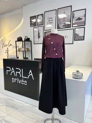 Nuss Düğme Detaylı Bordo Triko Tunik