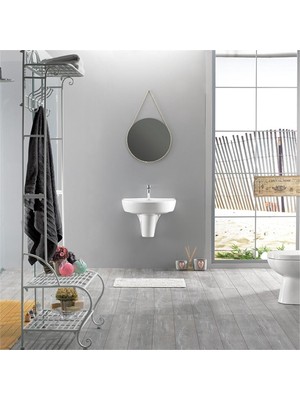 Turkuaz Bella Banyo Lavabo 50*60 cm (Bella Yarım Ayaklı)