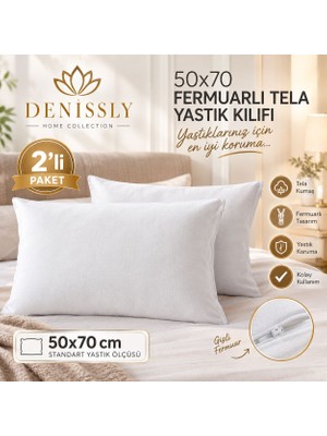     50X70 Yastık Kılıfı Fermuarlı Tela Yastık Kılıfı 2’li