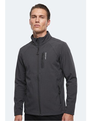 Slazenger Crımson I Erkek Içi Polarlı Rüzgar ve Su Geçirmez Softshell Koyu Gri Mont & Kaban