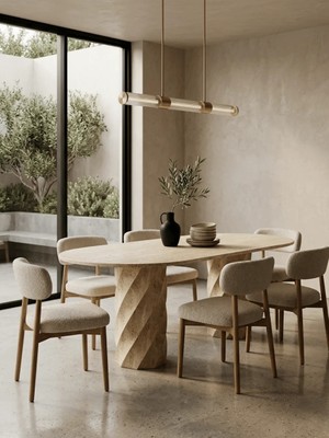 Miarik Design Traverten Forest Mermer Yemek Masası