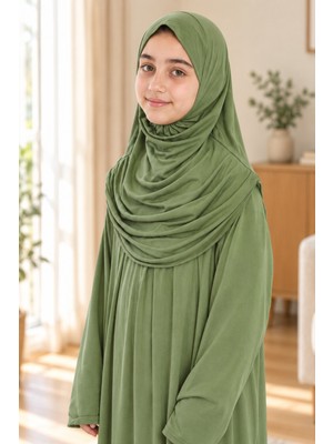 Manolyaşal İslamic Hijab Çocuk Namaz Elbisesi Tek Parça Pratik Başörtülü Organik Polyester Içermez