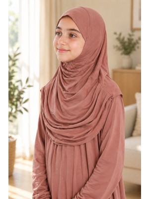Manolyaşal İslamic Hijab Çocuk Namaz Elbisesi Tek Parça Pratik Başörtülü Organik Polyester Içermez