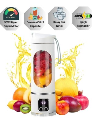 Str Store Polham 1500MAH Şarjlı Taşınabilir 12 Bıçaklı 50W Süper Güçlü Buz Kırıcı Kişisel Smoothie Blenderı
