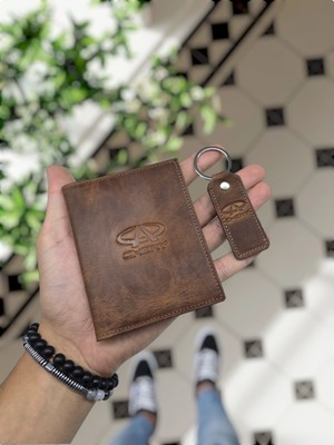 Cherry Logolu Visso 1904 Hakiki Deri Araç Ruhsat Kılıfı Logolu Kişiye Özel Isim Baskılı Unisex Model