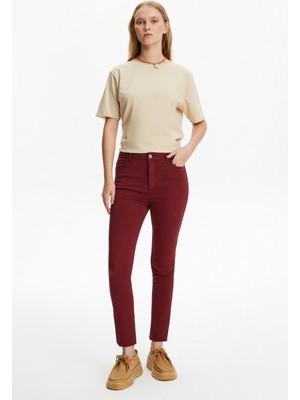 Mudo Kadın Bordo Skinny Fit Jean Pantolon