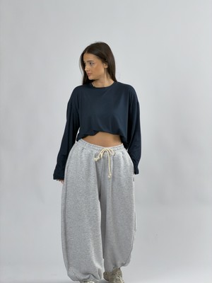 Cocopelli Lacivert Bisiklet Yaka Basic Kadın Sweatshirt COC3547
