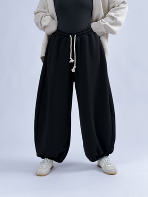 Cocopelli Siyah Oversize Kadın Baggy Pantolon COC3427
