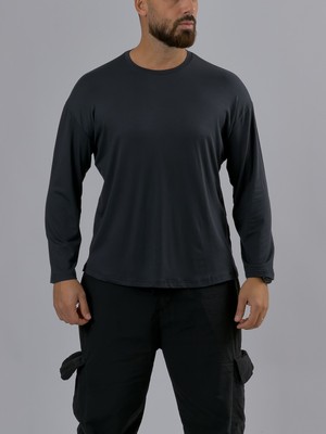 Cocopelli Antrasit Bisiklet Yaka Basic Erkek Sweatshirt COC3548