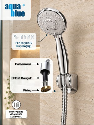 Aqua Blue Yaprak Mafsallı Duş Seti