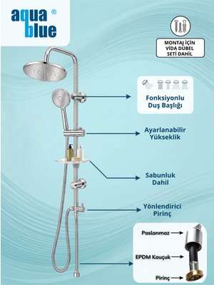 Aqua Blue Sedef Robot Duş Seti (Isr)
