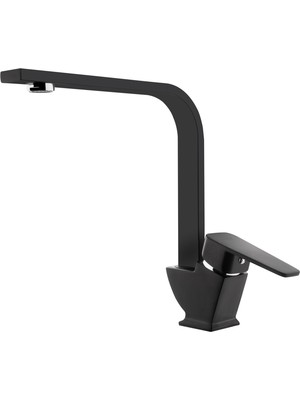 Tema Kare Kuğu Lavabo Bataryası Slim Borulu Mat Siyah 61012L-2M