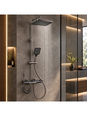 Aqua Blue Gungrey Dijital Piyano Duş SETİ