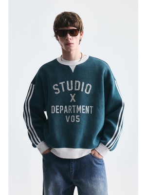 Vamos Kontrast Yaka Oversize Sweatshirt