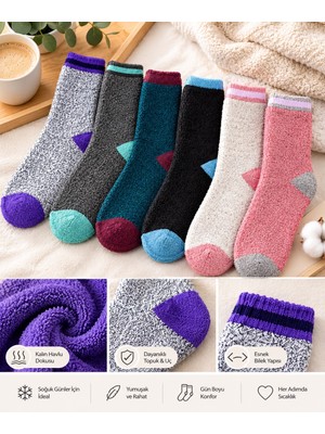 Ciho Socks 6 Çift Kadın Kışlık Havlu %100 Pamuk Soket Çorap