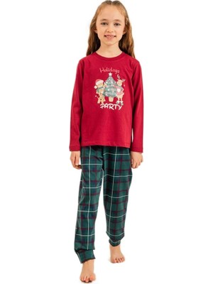 Arnetta Kız Çocuk Bordo Uzun Kol Pijama Takımı 3732-3