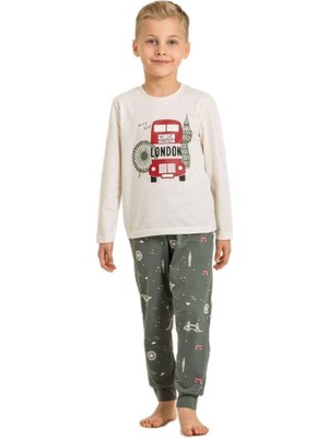 Rolypoly Erkek Çocuk Ekru Pijama Takım 3877-3