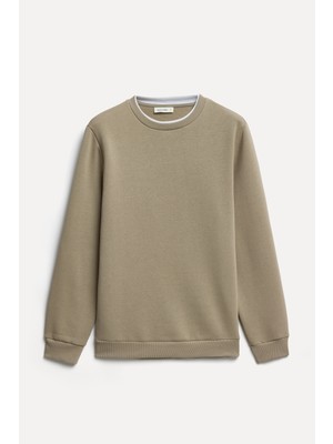Mudo Erkek Taş Rengi Bisiklet Yaka Sweatshirt