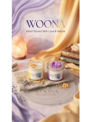 Woona Doğal Soya Wax 2 ' Li Kavanoz Seti - Lavanta & Portakal Kokulu El Yapımı Aromaterapi Vegan Mum El Yapımı Doğal Soya Wax Premium Kokulu Mum Seti
