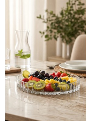 Kristal Market El Yapımı Kristal Vertical Kesim 25 cm Dekoratif Sunumluk Kase