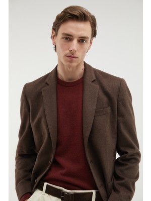 Mudo Erkek Kahverengi Regular Fit Blazer Ceket