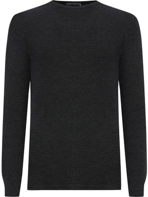 Mudo Erkek Siyah Dokulu Bisiklet Yaka Sweatshirt