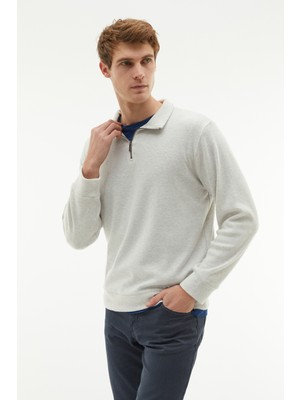 Mudo Erkek Gri Fermuarlı Dik Yaka Sweatshirt