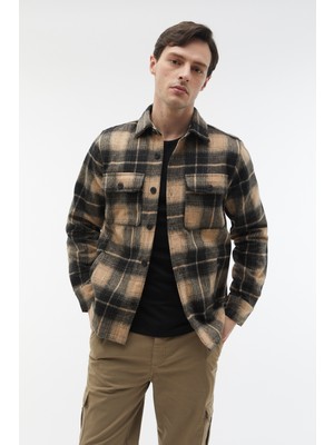Mudo Erkek Siyah Ekoseli Oversize Ceket