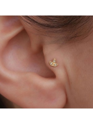 Bayar Gold 14 Ayar Altın Lotus Çiçeği Tragus