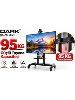 Dark AVA1800 50"- 85" Dev Ekran Tv Destekli, Hareketli, Tekerlekli Tv - Monitör Fuar Standı (DK-AC-VS04)
