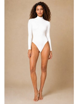 QKK Kadın Uzun Kollu Balıkçı Yaka Pamuklu Çıtçıtlı Body
