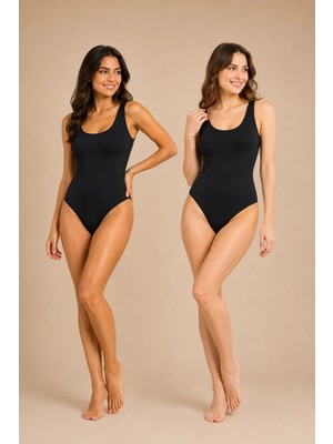 QKK 2'li Kadın Kalın Askılı Pamuklu Çıtçıtlı Body