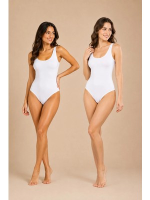 QKK 2'li Kadın Kalın Askılı Pamuklu Çıtçıtlı Body