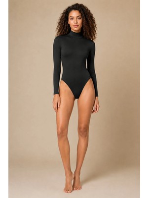 QKK Kadın Uzun Kollu Balıkçı Yaka Pamuklu Çıtçıtlı Body