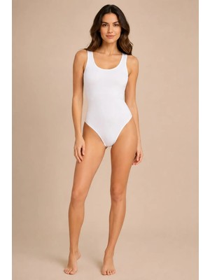 QKK Kadın Kalın Askılı Pamuklu Çıtçıtlı Body