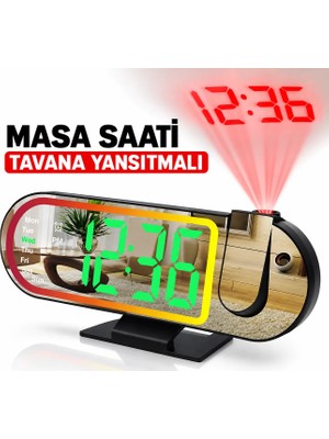 Qasul Rgb Çerçeveli Dijital Projeksiyonlu Alarm Saat , Tek Tuşla Yansıtma